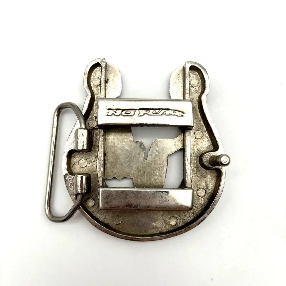 1990s NO FEAR Chrome Lucky Horseshoe Pinup Girl Zippo Holder Buckle Fits 2